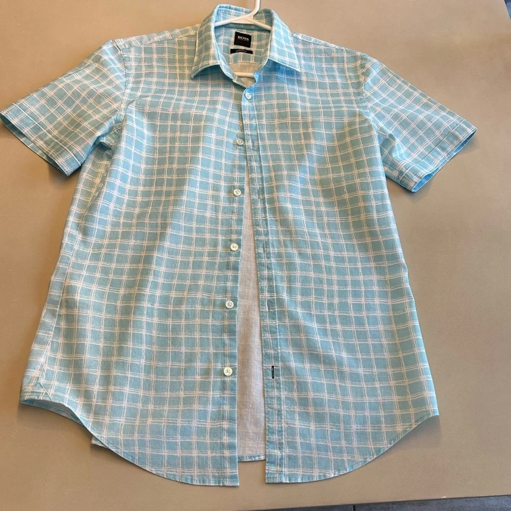 Hugo Boss Mens Aqua Slim Fit  Checkered Shirt
  Size S - Picture 5 of 10